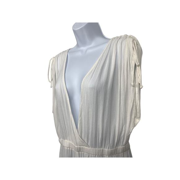 ASOS Women size 10 White Plunging Playsuit Romper Sheer Wrap Cover-Up Beach - Picture 6 of 10